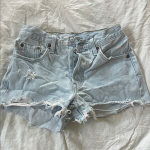 Levi's Light Blue Distressed Jean Shorts